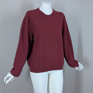 Joseph & Lyman Merino Wool Sweater Burgundy Italian Knit Classic Crew